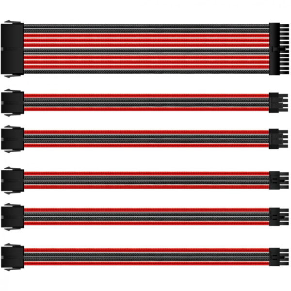 Colorful Mod Black and Red Sleeved Cables