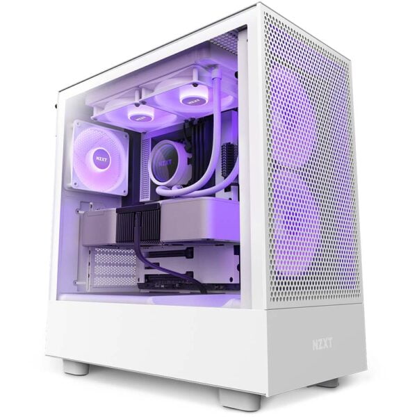 NZXT H5 Flow RGB Compact Mid-Tower Airflow Case - White