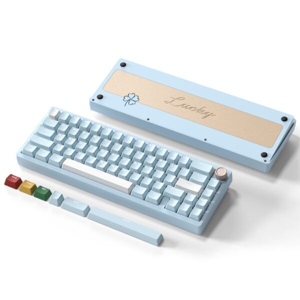 Womier SK65 65% Gasket Mounted Wireless Aluminum Keyboard with Knob (4 Colors) Blue