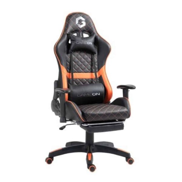 GAMEON Gaming Chair with Foot Rest – Orange/Black