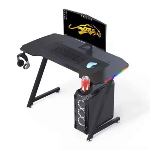 Aretoc Z Shaped Gaming Table With LED Lights 120x60x73 Aretoc Z Shaped Gaming Table With LED Lights 120x60x73
