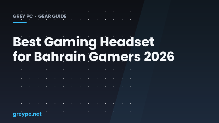 Gamer wearing a gaming headset in front of a custom PC setup in Bahrain