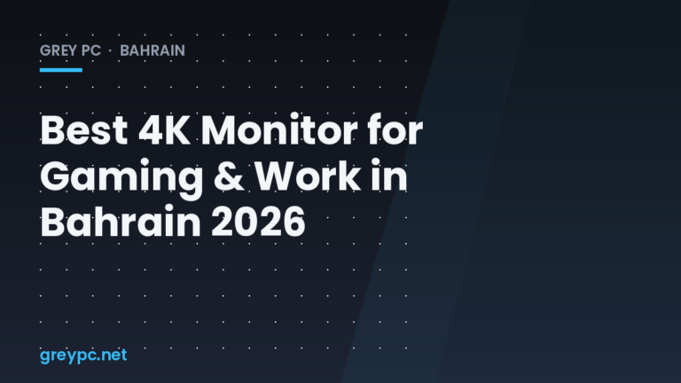 A 4K monitor displaying a vibrant desktop scene on a desk setup in Bahrain