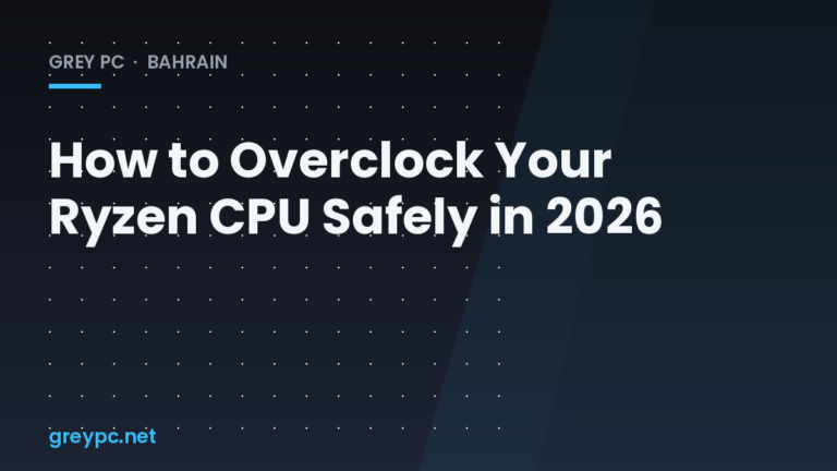 Ryzen CPU being seated into an AM5 motherboard socket next to a cooler, representing a safe overclocking setup