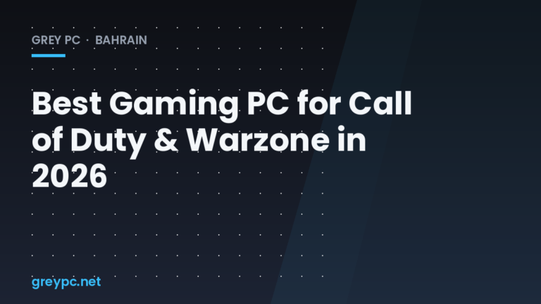 Custom gaming PC tower set up for Call of Duty Warzone gameplay in Bahrain
