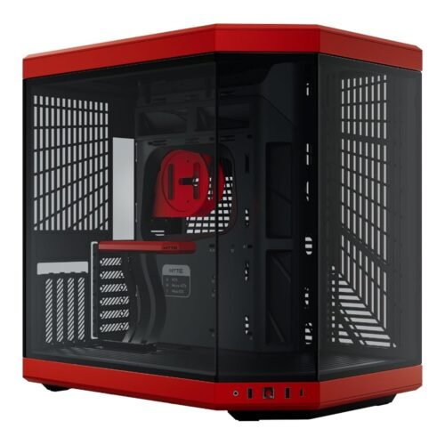 hyte-y70-black-cherry HYTE Y70 Dual Chamber Mid-Tower ATX Case — Black Cherry (Black/Red)