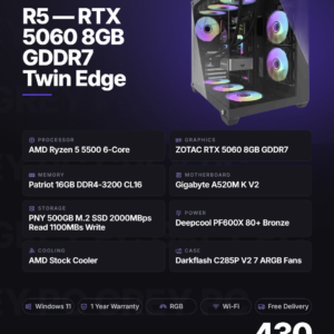 GreyPC Build: AMD Ryzen 5 5500 / RTX 5060 8GB GDDR7 Twin Edge