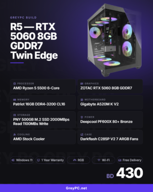 GreyPC Build: AMD Ryzen 5 5500 / RTX 5060 8GB GDDR7 Twin Edge