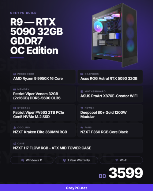 r9-rtx-5090-32gb-gddr7-oc-edition GreyPC Build: AMD Ryzen 9 9950X / RTX 5090 32GB GDDR7 OC Edition