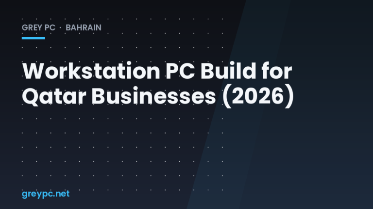 Business workstation PC tower configured for a Qatar office setup