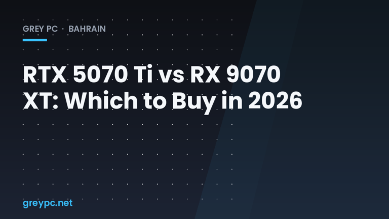 RTX 5070 Ti and RX 9070 XT graphics cards side by side on a desk