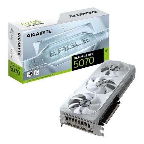 Gigabyte GeForce RTX 5070 EAGLE OC ICE SFF 12GB White Gigabyte GeForce RTX 5070 EAGLE OC ICE SFF 12GB GDDR7 white graphics card