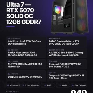 GreyPC Build: Intel Core Ultra 7 270K + RTX 5070 SOLID OC 12GB GDDR7